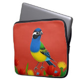 Farbenfroher Vogel unter lebhaften Blume Laptopschutzhülle (Vorderseite Links)