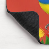 Farbenfroher Vogel unter lebhaften Blume Mousepad (Ecke)