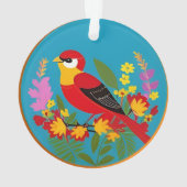 Farbenfroher Vogel unter lebhaften Blume Ornament (Rückseite)