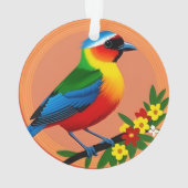 Farbenfroher Vogel unter lebhaften Blume Ornament (Rückseite)