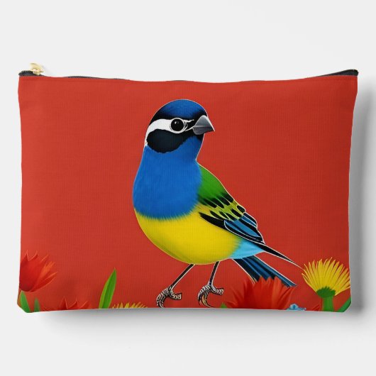 Farbenfroher Vogel unter lebhaften Blume Zubehörtasche (Vorderseite)