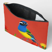 Farbenfroher Vogel unter lebhaften Blume Zubehörtasche (Offen)