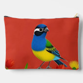 Farbenfroher Vogel unter lebhaften Blume Zubehörtasche (Rückseite)