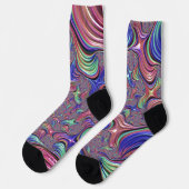 Farbenfroher Vortex Abstract Trippy Spiral Fraktal Socken (Linkes Detail)