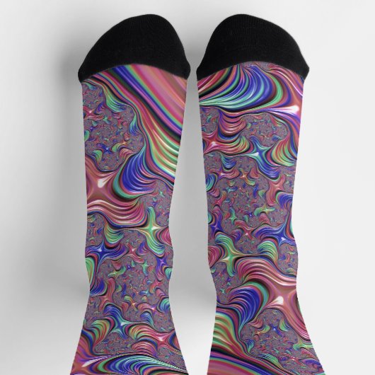Farbenfroher Vortex Abstract Trippy Spiral Fraktal Socken (Oben)