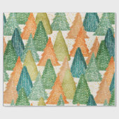 Farbenfroher Wald von Evergreen Weihnachtsbaumen Geschenkpapier (Flach)