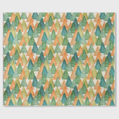 Farbenfroher Wald von Evergreen Weihnachtsbaumen Geschenkpapier (Flach)