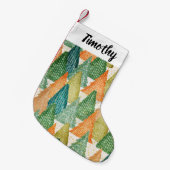 Farbenfroher Wald von Evergreen Weihnachtsbaumen Kleiner Weihnachtsstrumpf (Vorderansicht (hängend))