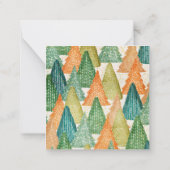 Farbenfroher Wald von Evergreen Weihnachtsbaumen Mitteilungskarte (Rückseite)