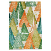 Farbenfroher Wald von Evergreen Weihnachtsbaumen Mittlere Geschenktüte (Rückseite)