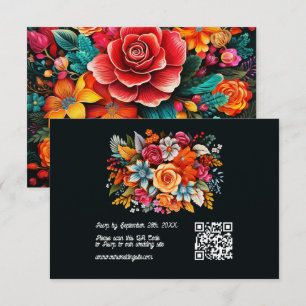 Farbenfroher Wasserfarben-Blumen-Fiesta-Hochzeit-  RSVP Karte