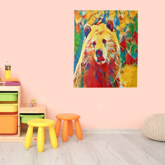 Farbenfroher Wasserfarbenbär Wandteppich