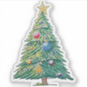 Farbenfroher Weihnachtsbaum Aufkleber (Vorderseite)