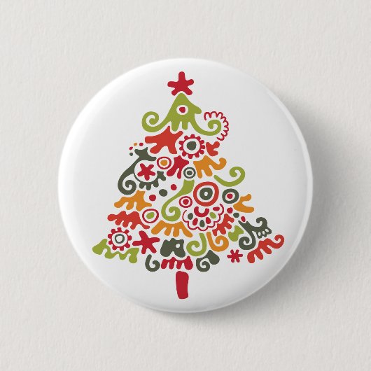 Farbenfroher Weihnachtsbaum Button (Vorderseite)