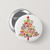 Farbenfroher Weihnachtsbaum Button (Vorne & Hinten)