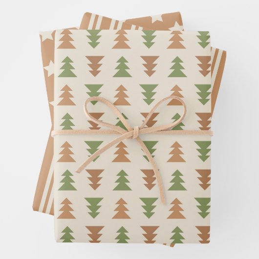 Farbenfroher Weihnachtsbaum Geschenkpapier Set (Beispiel)