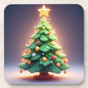 Farbenfroher Weihnachtsbaum, geschmückt mit Lichte Getränkeuntersetzer