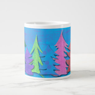 Farbenfroher Weihnachtsbaum im Wald Jumbo-Tasse