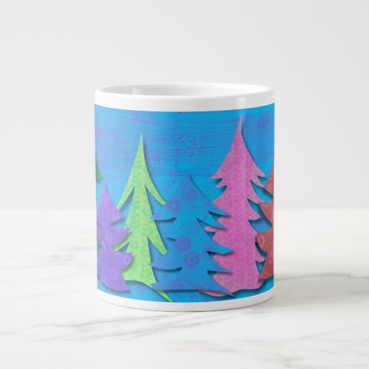 Farbenfroher Weihnachtsbaum im Wald Jumbo-Tasse (Vorderseite)