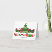Farbenfroher Weihnachtsbaum Merry & Bright Feiertagskarte (Vorderseite)