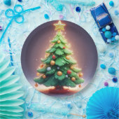 Farbenfroher Weihnachtsbaum mit Lichtern dekoriert Pappteller (Party)