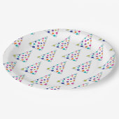 Farbenfroher Weihnachtsbaum Pappteller (Schrägansicht)