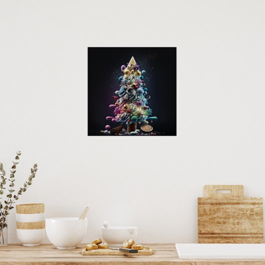 Farbenfroher Weihnachtsbaum Poster (Küche)