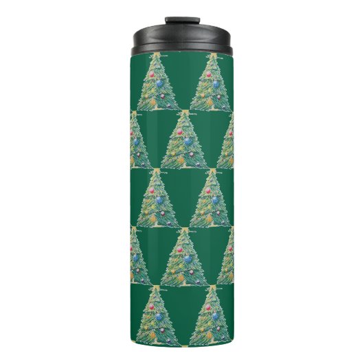 Farbenfroher Weihnachtsbaum Thermosbecher (Vorderseite)