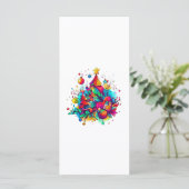 Farbenfroher Weihnachtsbaum zeichnend (Stehend Vorderseite)