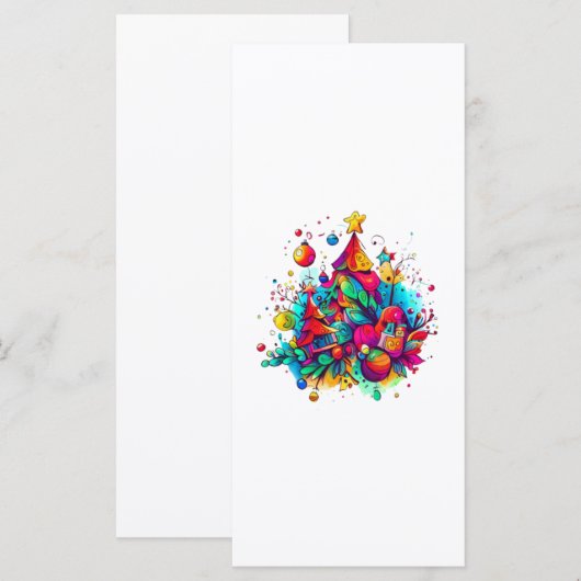 Farbenfroher Weihnachtsbaum zeichnend (Vorne/Hinten)