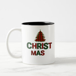 Farbenfroher Weihnachtsbaum Zweifarbige Tasse