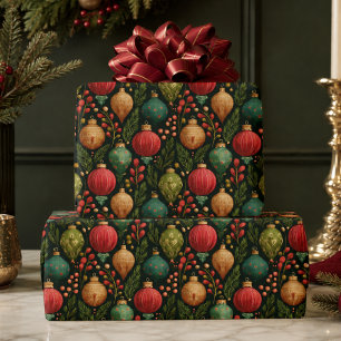 Farbenfroher Weihnachtsfeiertags-Schmuck Geschenkpapier