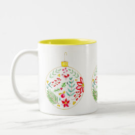 Farbenfroher Weihnachtsschmuck Zweifarbige Tasse