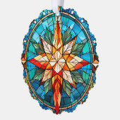 Farbenfroher Weihnachtsstern Ornament Karte (Links)