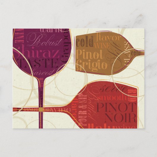 Farbenfroher Wein Postkarte (Vorderseite)