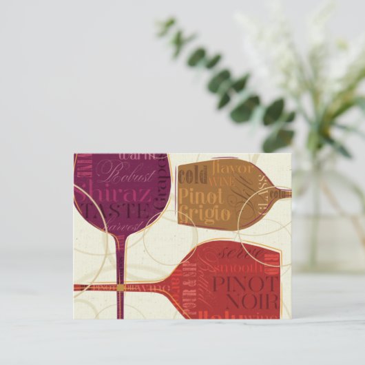 Farbenfroher Wein Postkarte (Stehend Vorderseite)