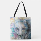 Farbenfroher Weißer Wolf Tasche (Vorderseite)
