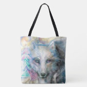 Farbenfroher Weißer Wolf Tasche (Rückseite)