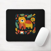 Farbenfroher Whimsikbär und Blumenmuster Mousepad (Mit Mouse)