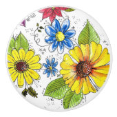 Farbenfroher Whimsischer Blumengarten Keramikknauf (Vorderseite)