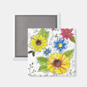 Farbenfroher Whimsischer Blumengarten Magnet (Vorderseite/Rückseite)