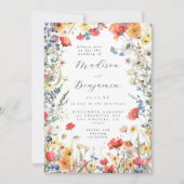 Farbenfroher Wildblumen QR-Code Hochzeit Einladung (Vorderseite)