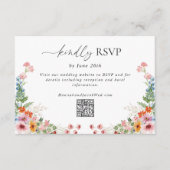 Farbenfroher Wildblumen QR-Code Hochzeit RSVP Karte (Vorderseite)