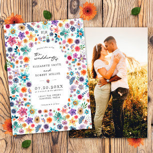 Farbenfroher Wildblumengarten Elegante Hochzeitsfo Einladung