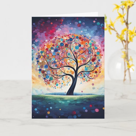 Farbenfroher Wirbler Dottenbaum Karte (Gelbe Blume)