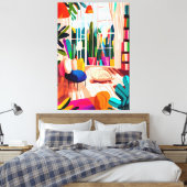 Farbenfroher Wohnraum im fauvistischen Stil Leinwanddruck (Insitu (Schlafzimmer))