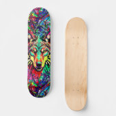 Farbenfroher Wolf Head - Wolf Skateboard Deck (Vorderseite)
