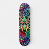 Farbenfroher Wolf Head - Wolf Skateboard Deck (Vorne)