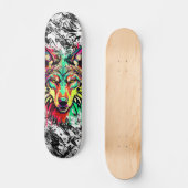 Farbenfroher Wolf Head - Wolf Skateboard Deck (Vorderseite)