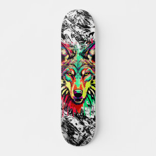 Farbenfroher Wolf Head - Wolf Skateboard Deck